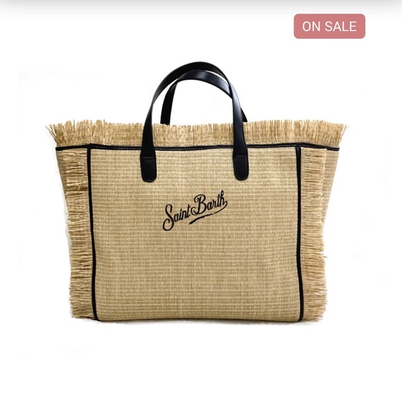 Saint Barth Beach Chic Embroidered Straw Tote - Picture 4 of 5